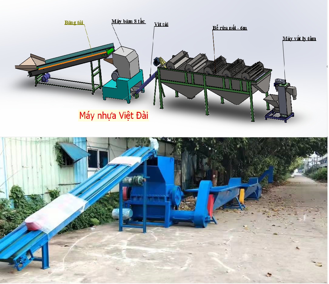 Dây chuyền băm giặt rửa nhựa phế liệu